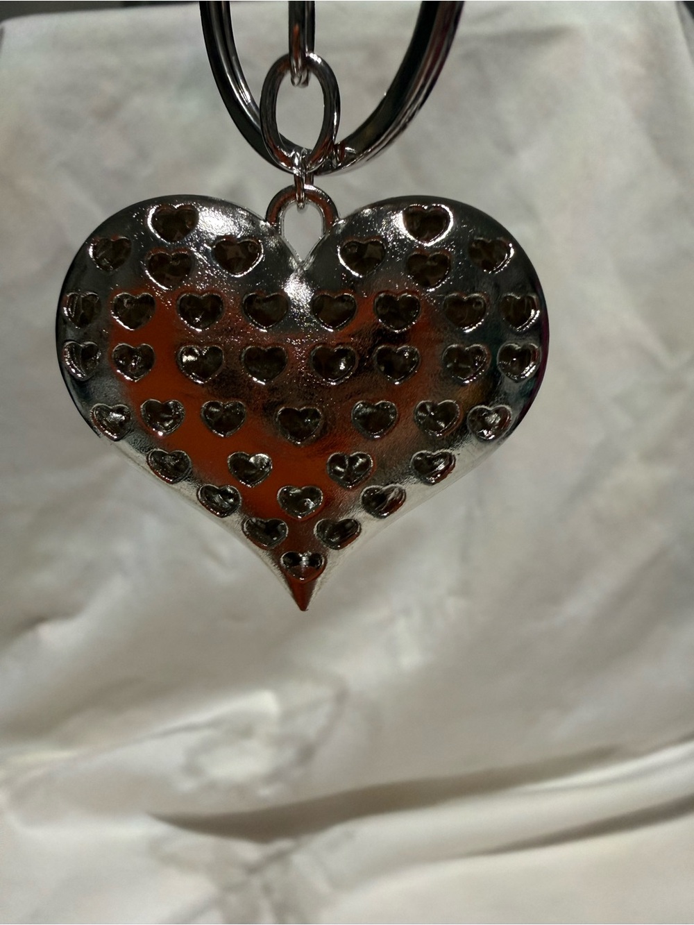 New - AB Rhinestone Silver Heart Keychain - Picture 5 of 8